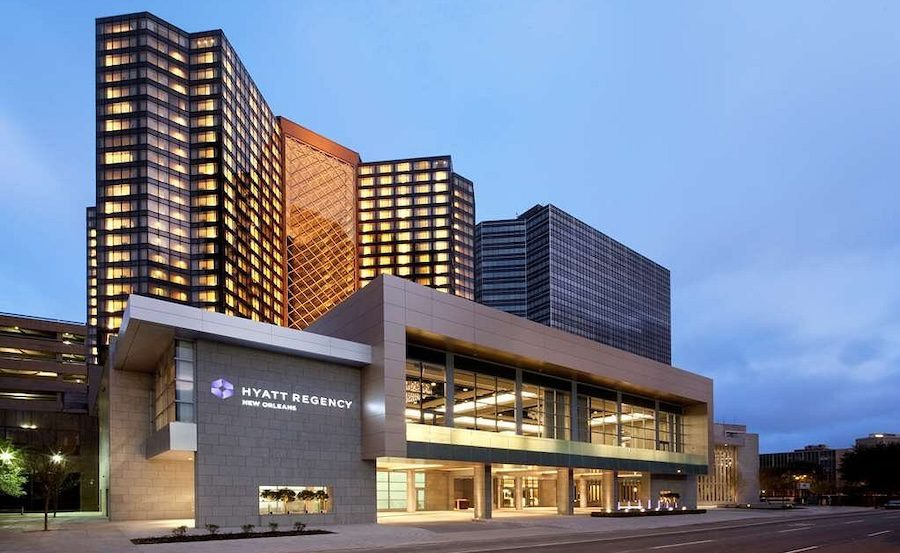 Exterior of the Hyatt Regency Hotel in New Orleans, LA