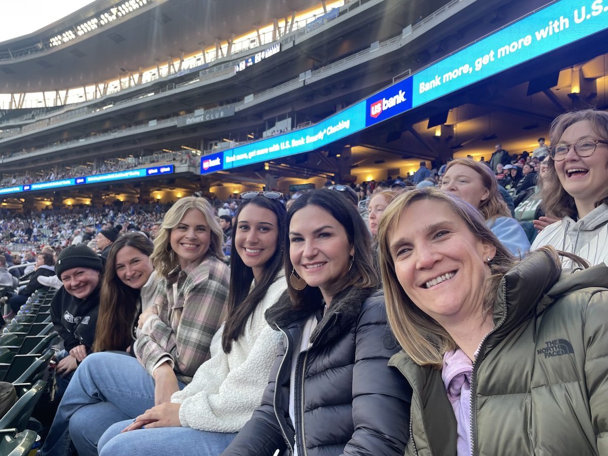 Selfie of 6 women at a sporting event