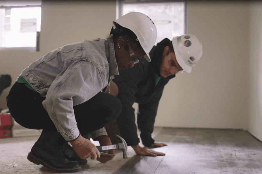 Jasmine Knowlin at work during a Habitat for Humanity project build.