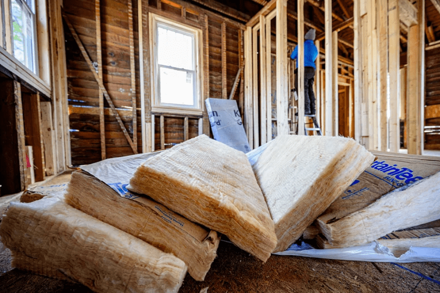 close up of insulation in home