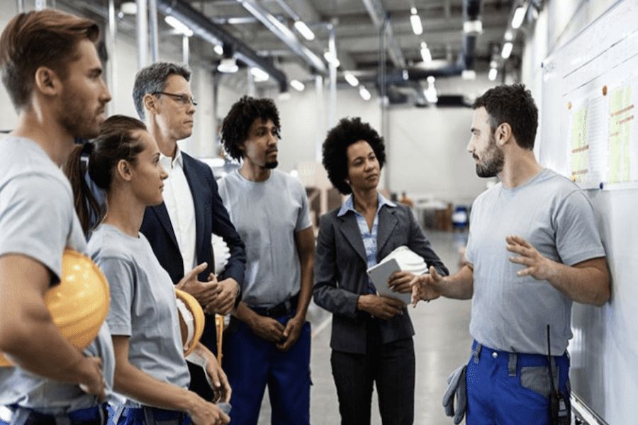 Contracters listening to a trainer