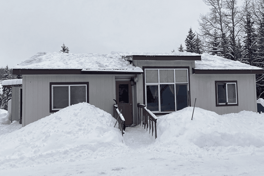 home in snow