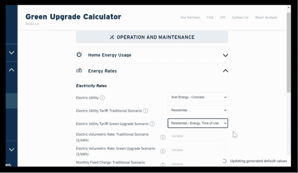 Green Upgrade Calculator example