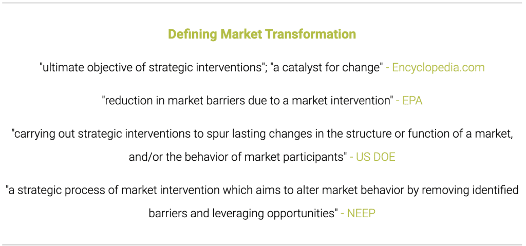 Defining market transformation